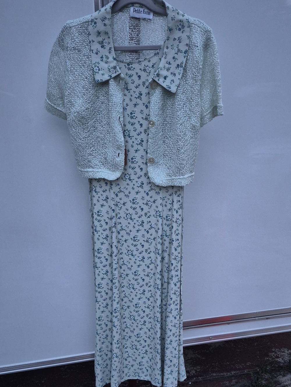 Cream Floral Maxi Dress with Cream Knit Bolero Size 8P
